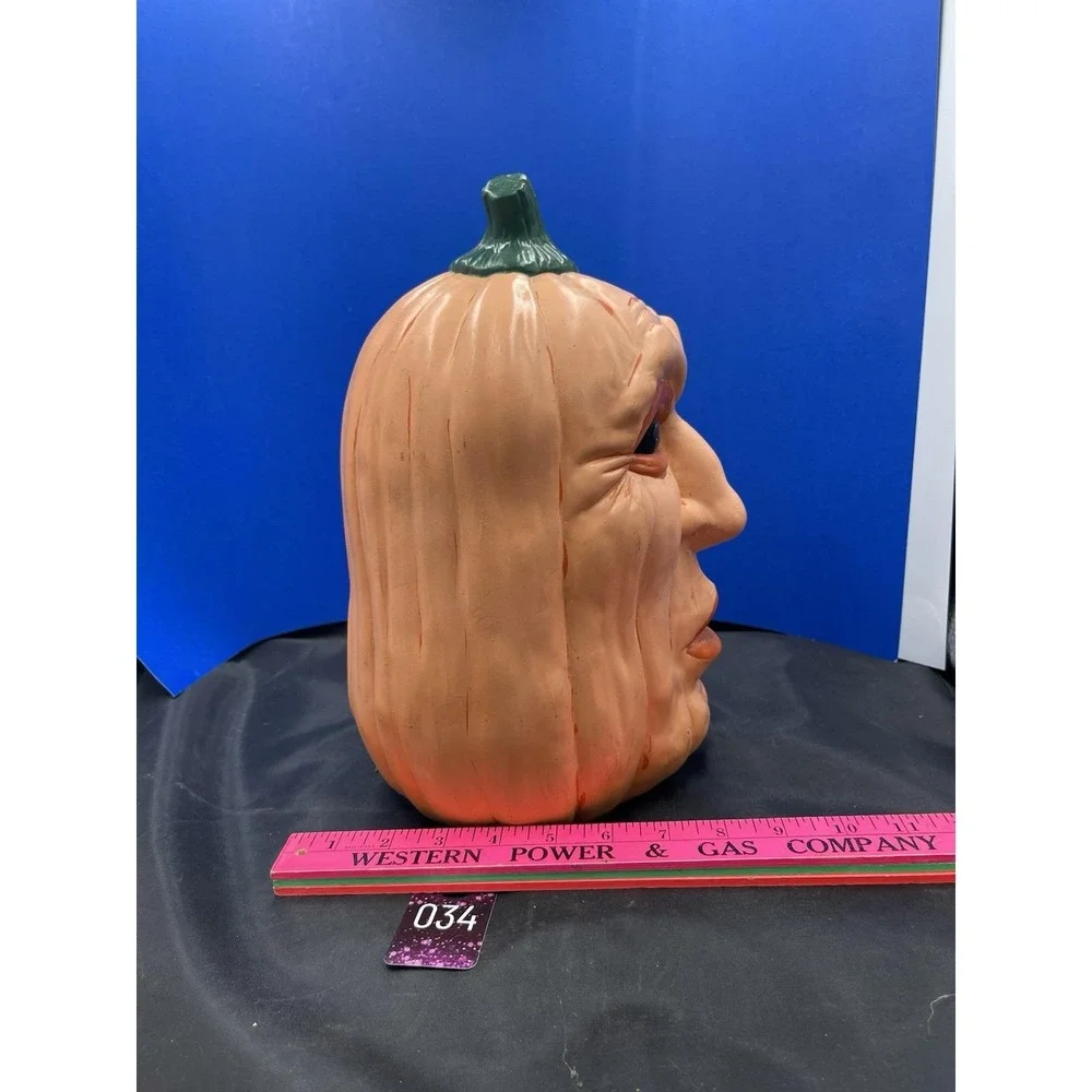 VTG Ceramic Light Up Pumpkin Scary Face‎ Jack-O-Lantern Halloween 12 Needs Light